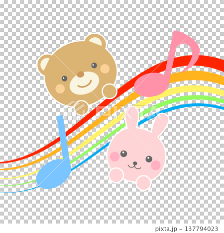 動物演奏音符的插圖 137794023