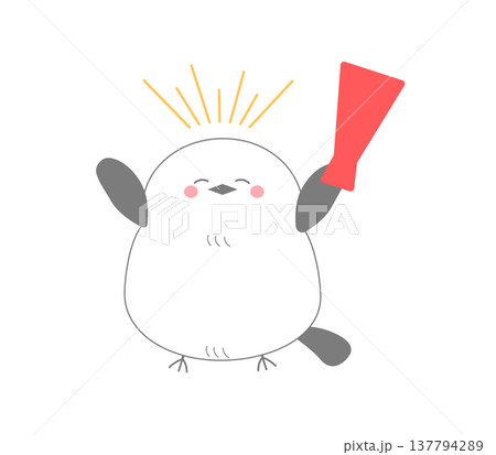 応援してエールを送るかわいいシマエナガのイラスト 応援してエールを送るかわいいシマエナガのイラスト 137794289