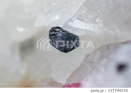 Closeup natural hexagonal graphite crystal Closeup natural hexagonal graphite crystal 137794550