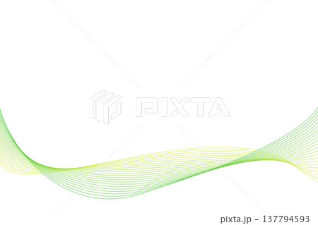 シンプルな曲線ウェーブの背景　緑色グリーン　 137794593