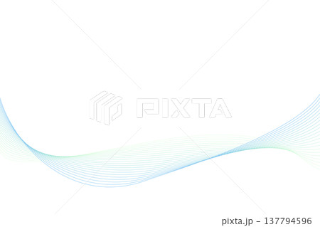 シンプルな曲線ウェーブの背景　水色ブルー　緑色グリーン　 137794596