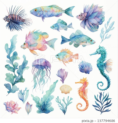 set of sea animals set of sea animals 137794686