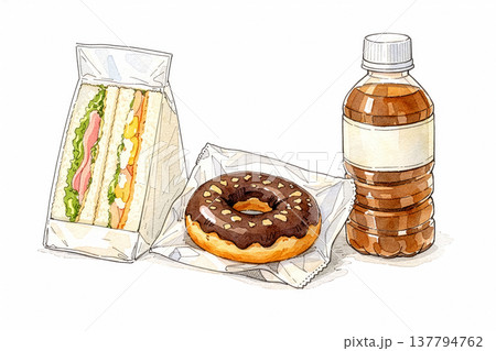 コンビニの軽食セット 137794762