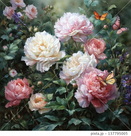 vintage background with roses 137795005