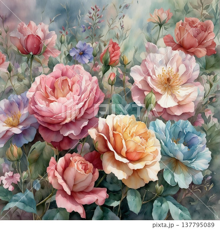 watercolor painting of chrysanthemum flowers watercolor painting of chrysanthemum flowers 137795089