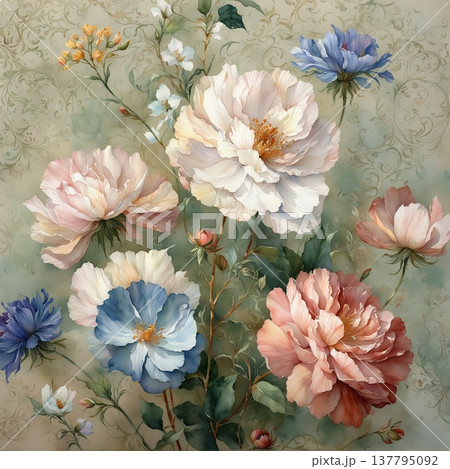 watercolor painting of chrysanthemum flowers watercolor painting of chrysanthemum flowers 137795092