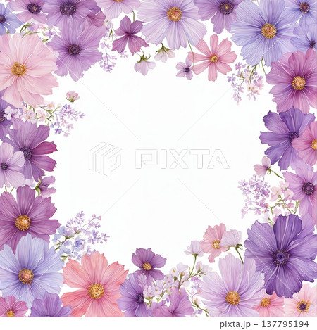 floral frame with white daisies floral frame with white daisies 137795194