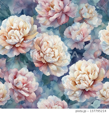 floral frame with white daisies 137795214