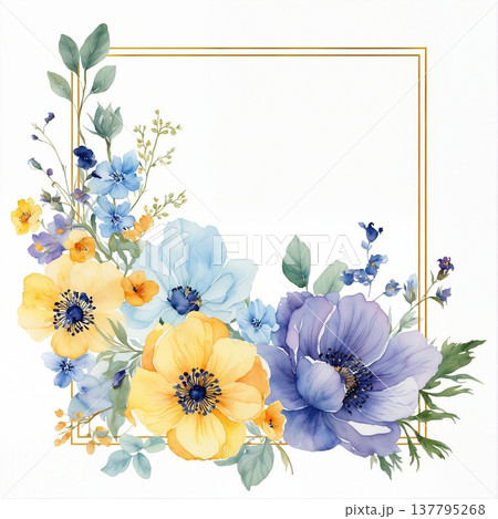 watercolor seamless pattern with wild flowers 137795268