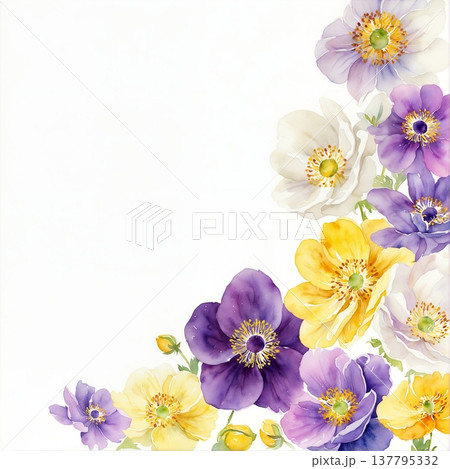 watercolor painting of leaf and flowers watercolor painting of leaf and flowers 137795332