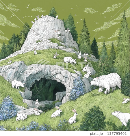 background with fir trees 137795401