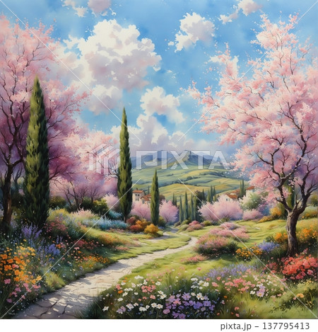 background with fir trees 137795413