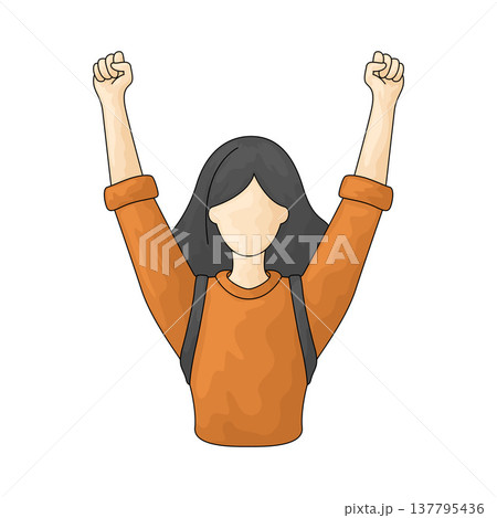 Illustration of Activist woman with hands human up protesting scene 137795436