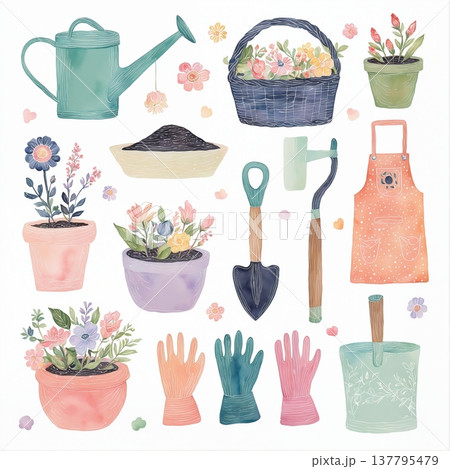 seamless pattern with gardening tools seamless pattern with gardening tools 137795479