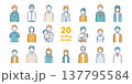 正面を向いて笑う地域の人々のイラストセット 137795584