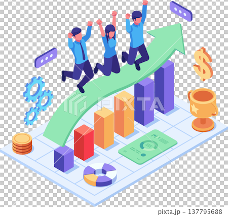 Isometric Business Team Celebrating Success 137795688