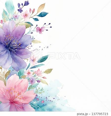 floral pattern with roses and wildflowers 137795723