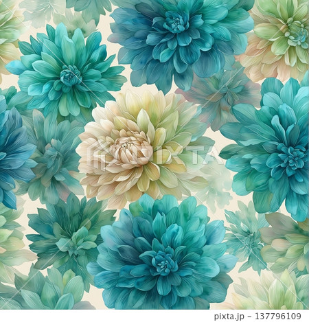 seamless pattern with flowers watercolor 137796109