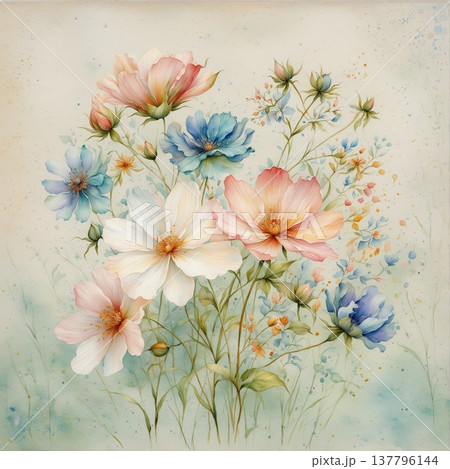 seamless pattern with flowers watercolor seamless pattern with flowers watercolor 137796144