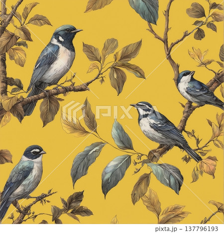 watercolor painting of leaf and flowers 137796193