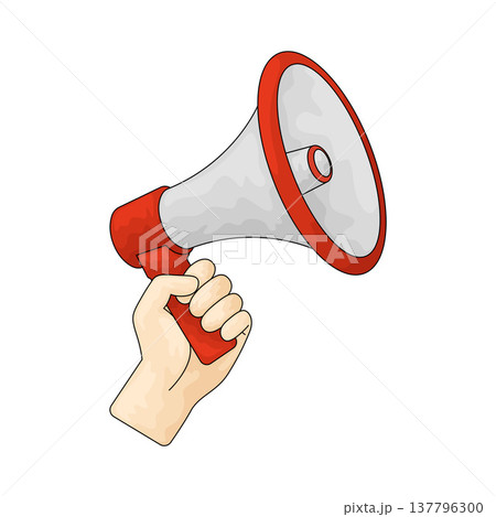 Illustration of Hand holding a megaphone Illustration of Hand holding a megaphone 137796300