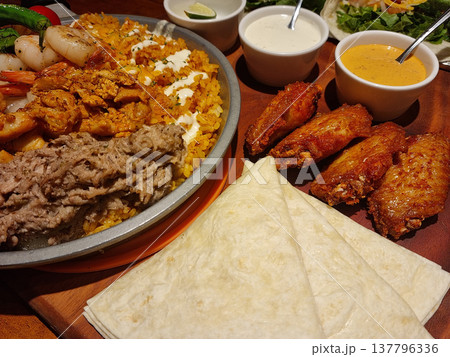 This is a Mexican food table setting.	 137796336