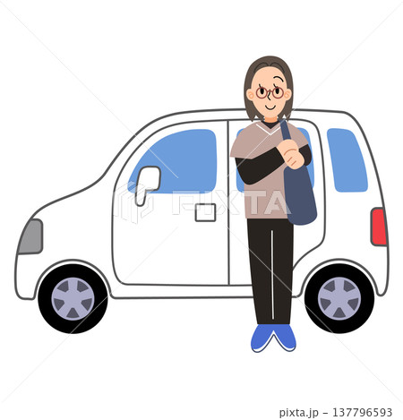 車の横に立つ訪問看護師のイラスト 車の横に立つ訪問看護師のイラスト 137796593