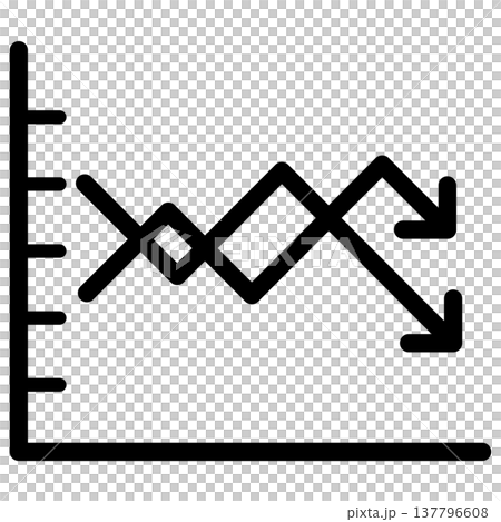 一個商業圖標,帶有兩個下降的折線圖(單色、黑色、下降趨勢、減少、競爭對手比較、虧損)。 一個商業圖標,帶有兩個下降的折線圖(單色、黑色、下降趨勢、減少、競爭對手比較、虧損)。 137796608