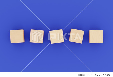 背景素材_積み木_5つ_青 背景素材_積み木_5つ_青 137796739