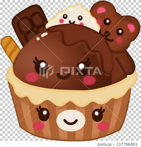 The kawaii chocolate ice cream  137796801
