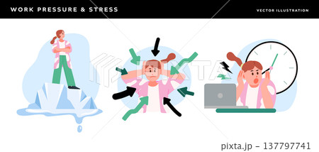Woman feeling work stress and pressure Woman feeling work stress and pressure 137797741