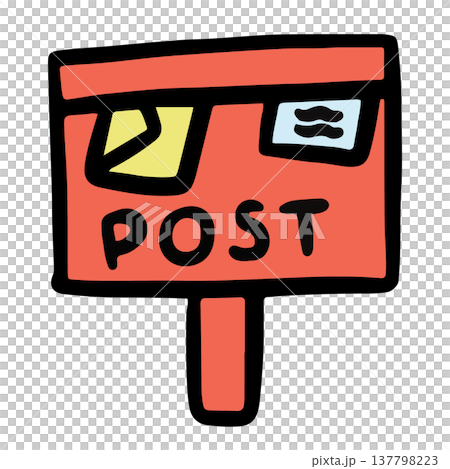 Hand drawn letter box or mail box with letters and envelope for decoration, home, house, sign, symbol, sticker, icon, cute patch, shirt print, outdoors, object, text, message, business, office workers 137798223