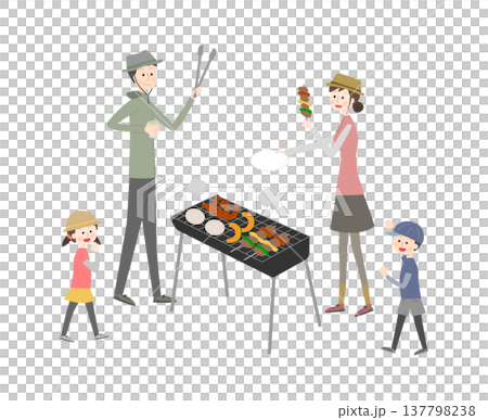 Family having a barbecue Family having a barbecue 137798238