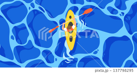 Person kayaking on blue ocean 137798295