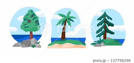 Palm trees and ocean scenes set 137798296