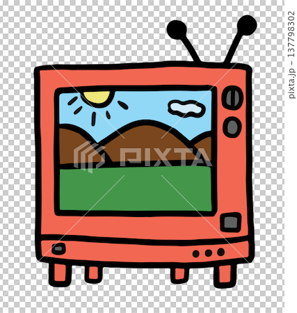 Hand drawn illustration of television for decoration, leisure time, weekends, holidays, entertainment, department store, sticker, hobby, patch, fridge magnet, brooch, icon, movie, show time, TV series Hand drawn illustration of television for decoration, leisure time, weekends, holidays, entertainment, department store, sticker, hobby, patch, fridge magnet, brooch, icon, movie, show time, TV series 137798302