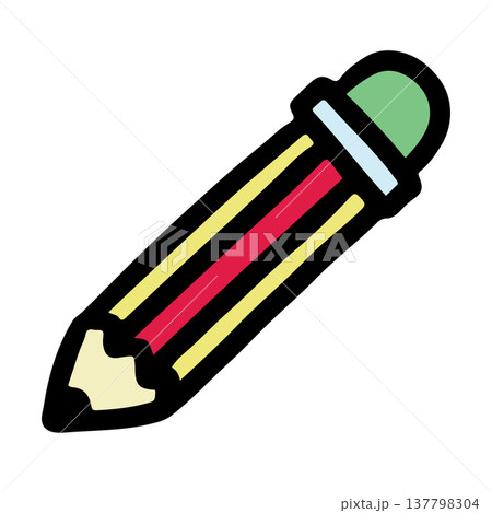Hand drawn pencil for cartoon, back to school, department store, stationery, paper, envelopes, writing implements, school materials, office supplies, online shopping, grocery shopping, kids, childhood 137798304