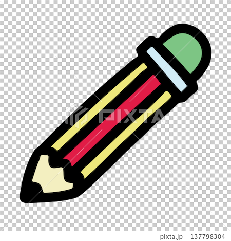 Hand drawn pencil for cartoon, back to school, department store, stationery, paper, envelopes, writing implements, school materials, office supplies, online shopping, grocery shopping, kids, childhood 137798304