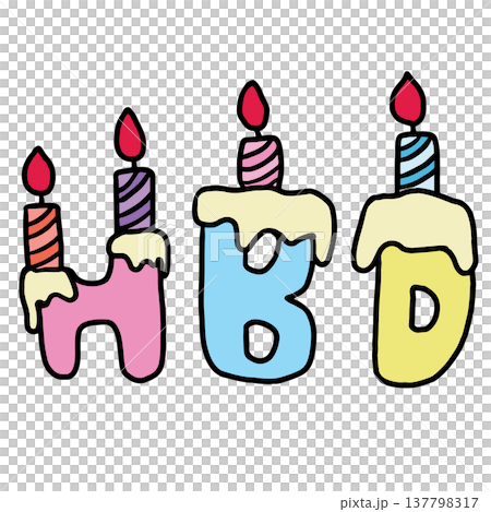 Hand drawn HBD letters with candles for happy birthday, cake decoration, sweet dessert, bakery, pastry, cafe, restaurant, menu, recipe, baking book, food, snack, card, party, department store, mart Hand drawn HBD letters with candles for happy birthday, cake decoration, sweet dessert, bakery, pastry, cafe, restaurant, menu, recipe, baking book, food, snack, card, party, department store, mart 137798317