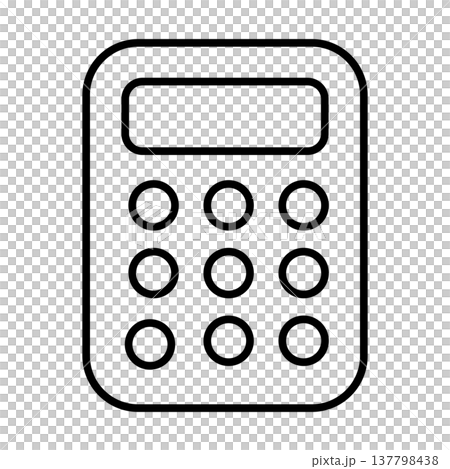 電卓、計算機のシンプルなアイコンイラスト(線画)002 電卓、計算機のシンプルなアイコンイラスト(線画)002 137798438