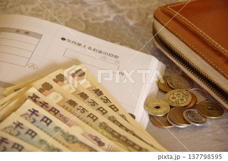 家計簿 家計 お金 節約 財布 家計簿 家計 お金 節約 財布 137798595