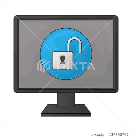 Illustration of computer unlock 137798761