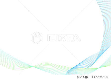 シンプルな曲線ウェーブの背景　新緑色　緑　水色ブルー　 137798800