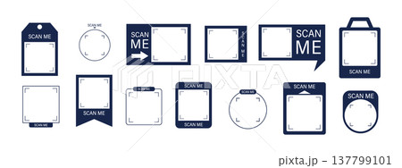 Scan me Frame. Barcode or QR code with mobile phone for quick payment. Modern CTA button and icon for app design and digital shop. Simple Vector illustration 137799101