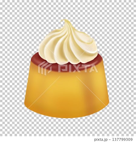 ホイップクリームがのったプリン 137799309