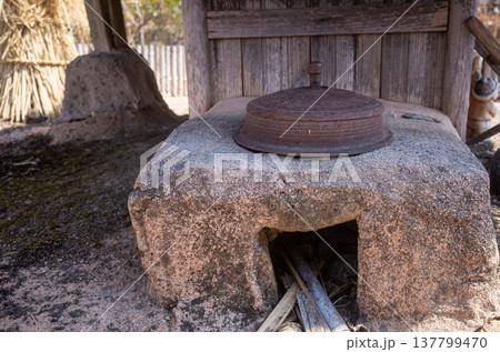 Traditional Korean furnace and stone structure 137799470