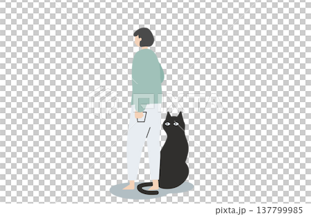 一隻黑貓用尾巴纏住了我的腳。 137799985