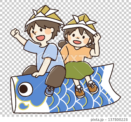 鯉のぼりに乗る子供のイラスト 137800228