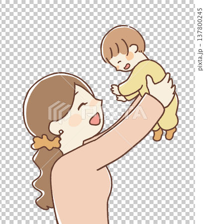 赤ちゃんを抱っこするママのイラスト 赤ちゃんを抱っこするママのイラスト 137800245