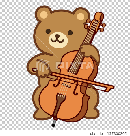 チェロを弾くかわいいクマのイラスト|キッズ・子供向け(保育園、幼稚園、学校) チェロを弾くかわいいクマのイラスト|キッズ・子供向け(保育園、幼稚園、学校) 137800265